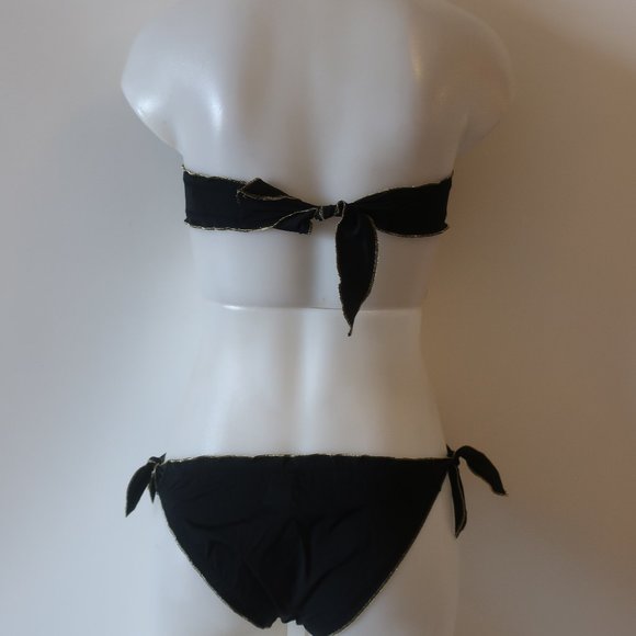 WOMENS LE BAIN BY ETAM BLACK GOLD BANDEAU SWIMSUIT BIKINI XS UK/8 US/4 * - Picture 7 of 11
